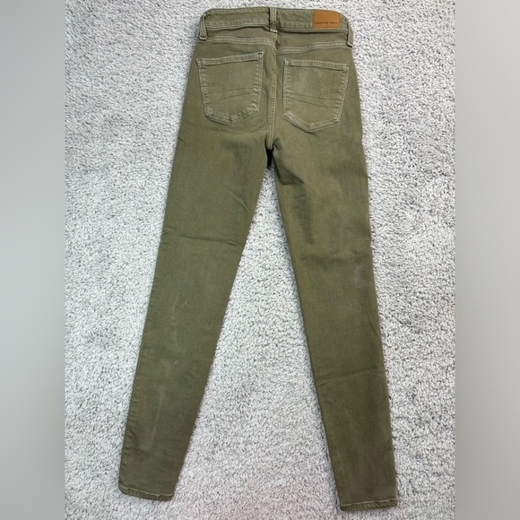 American Eagle Jeans Womens 00 Hi Rise Jegging Next Level Stretch Olive Green - Picture 4 of 6